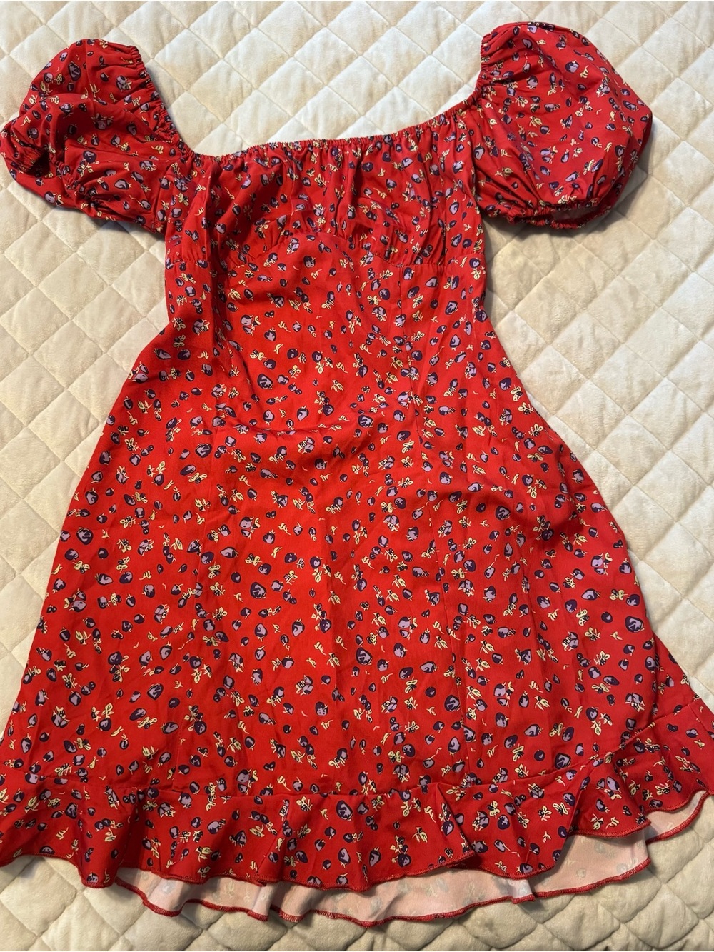 SHEIN Red Floral Print Mini Dress